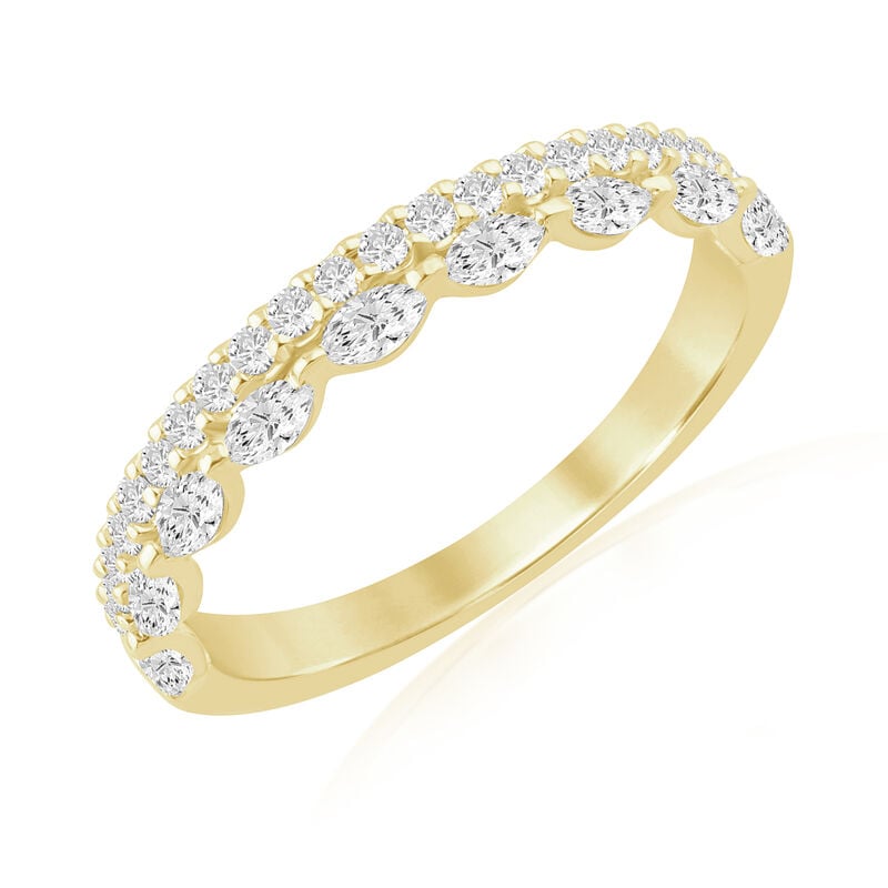 Lab Grown Diamond 1/2ctw. Marquise and Round Double Row Wedding Ring in 14k Yellow Gold image number null